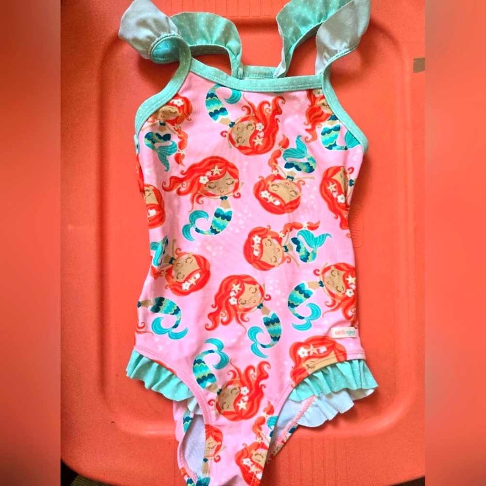 Earth Nymph Pink Mermaid Swimsuit with Aqua Accents size 6-8